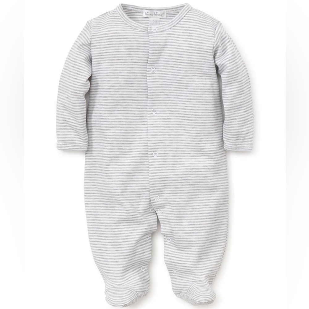 Kissy Kissy Gray Kissy Essentials Stripe Footie